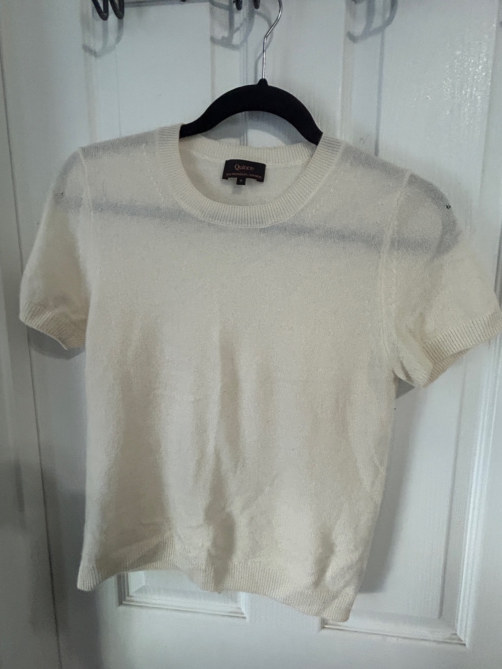 Quince women’s Cream Short Sleeve Knit Sweater